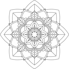 Easy Mandala coloring book simple and basic for beginners, seniors and children. Set of Mehndi flower pattern for Henna drawing and tattoo. Decoration in ethnic oriental, Indian style.