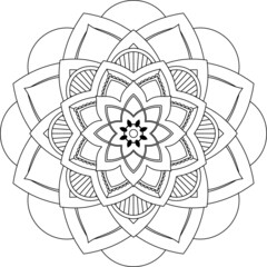 Fototapeta premium Easy Mandala coloring book simple and basic for beginners, seniors and children. Set of Mehndi flower pattern for Henna drawing and tattoo. Decoration in ethnic oriental, Indian style.