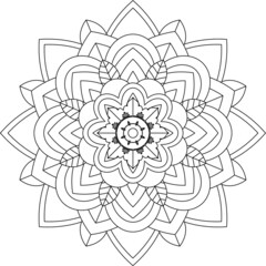 Easy Mandala coloring book simple and basic for beginners, seniors and children. Set of Mehndi flower pattern for Henna drawing and tattoo. Decoration in ethnic oriental, Indian style.