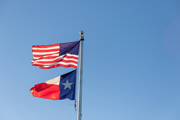 United States of America and Texas flag