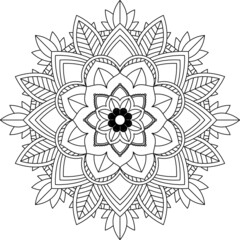 Easy Mandala coloring book simple and basic for beginners, seniors and children. Set of Mehndi flower pattern for Henna drawing and tattoo. Decoration in ethnic oriental, Indian style.