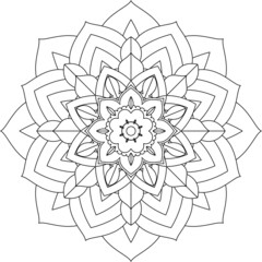 Easy Mandala coloring book simple and basic for beginners, seniors and children. Set of Mehndi flower pattern for Henna drawing and tattoo. Decoration in ethnic oriental, Indian style.