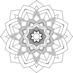 Easy Mandala coloring book simple and basic for beginners, seniors and children. Set of Mehndi flower pattern for Henna drawing and tattoo. Decoration in ethnic oriental, Indian style.