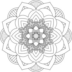 Easy Mandala coloring book simple and basic for beginners, seniors and children. Set of Mehndi flower pattern for Henna drawing and tattoo. Decoration in ethnic oriental, Indian style.