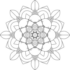 Easy Mandala coloring book simple and basic for beginners, seniors and children. Set of Mehndi flower pattern for Henna drawing and tattoo. Decoration in ethnic oriental, Indian style.