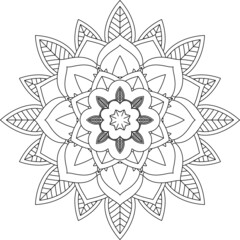 Easy Mandala coloring book simple and basic for beginners, seniors and children. Set of Mehndi flower pattern for Henna drawing and tattoo. Decoration in ethnic oriental, Indian style.