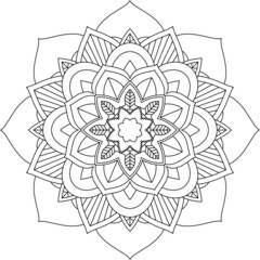Easy Mandala coloring book simple and basic for beginners, seniors and children. Set of Mehndi flower pattern for Henna drawing and tattoo. Decoration in ethnic oriental, Indian style.