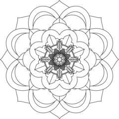 Easy Mandala coloring book simple and basic for beginners, seniors and children. Set of Mehndi flower pattern for Henna drawing and tattoo. Decoration in ethnic oriental, Indian style.