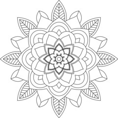 Easy Mandala coloring book simple and basic for beginners, seniors and children. Set of Mehndi flower pattern for Henna drawing and tattoo. Decoration in ethnic oriental, Indian style.
