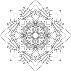 Easy Mandala coloring book simple and basic for beginners, seniors and children. Set of Mehndi flower pattern for Henna drawing and tattoo. Decoration in ethnic oriental, Indian style.