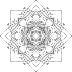 Easy Mandala coloring book simple and basic for beginners, seniors and children. Set of Mehndi flower pattern for Henna drawing and tattoo. Decoration in ethnic oriental, Indian style.