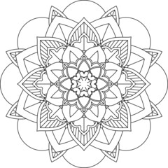 Easy Mandala coloring book simple and basic for beginners, seniors and children. Set of Mehndi flower pattern for Henna drawing and tattoo. Decoration in ethnic oriental, Indian style.