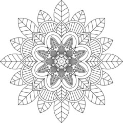 Easy Mandala coloring book simple and basic for beginners, seniors and children. Set of Mehndi flower pattern for Henna drawing and tattoo. Decoration in ethnic oriental, Indian style.