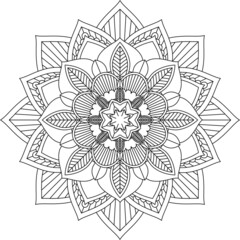 Easy Mandala coloring book simple and basic for beginners, seniors and children. Set of Mehndi flower pattern for Henna drawing and tattoo. Decoration in ethnic oriental, Indian style.