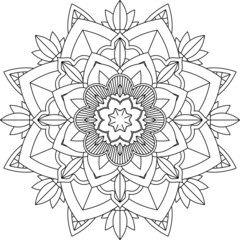 Easy Mandala coloring book simple and basic for beginners, seniors and children. Set of Mehndi flower pattern for Henna drawing and tattoo. Decoration in ethnic oriental, Indian style.