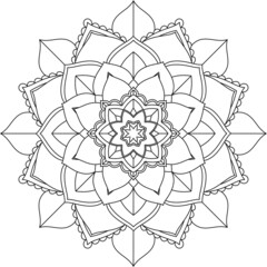 Easy Mandala coloring book simple and basic for beginners, seniors and children. Set of Mehndi flower pattern for Henna drawing and tattoo. Decoration in ethnic oriental, Indian style.