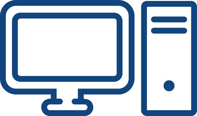 Monitor and system unit icon. Computer isolated on white background. Flat infographics. Vector illustration..