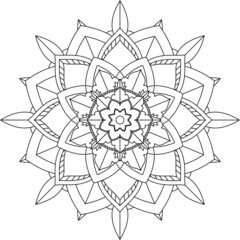 Easy Mandala coloring book simple and basic for beginners, seniors and children. Set of Mehndi flower pattern for Henna drawing and tattoo. Decoration in ethnic oriental, Indian style.