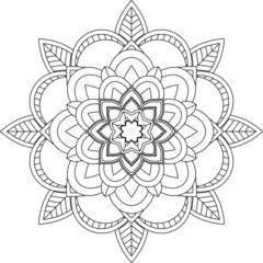 Easy Mandala coloring book simple and basic for beginners, seniors and children. Set of Mehndi flower pattern for Henna drawing and tattoo. Decoration in ethnic oriental, Indian style.