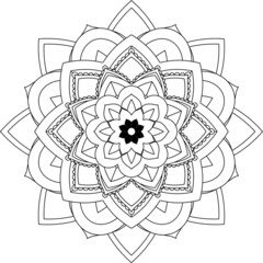 Easy Mandala coloring book simple and basic for beginners, seniors and children. Set of Mehndi flower pattern for Henna drawing and tattoo. Decoration in ethnic oriental, Indian style.