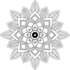 Easy Mandala coloring book simple and basic for beginners, seniors and children. Set of Mehndi flower pattern for Henna drawing and tattoo. Decoration in ethnic oriental, Indian style.