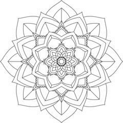 Easy Mandala coloring book simple and basic for beginners, seniors and children. Set of Mehndi flower pattern for Henna drawing and tattoo. Decoration in ethnic oriental, Indian style.