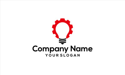 combination of gear and lamp logo design