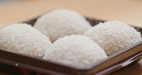 White mochi, traditional Chinese dessert
