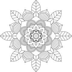 Easy Mandala coloring book simple and basic for beginners, seniors and children. Set of Mehndi flower pattern for Henna drawing and tattoo. Decoration in ethnic oriental, Indian style.