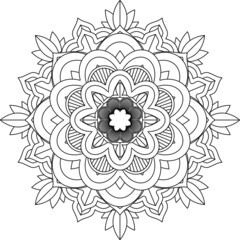 Easy Mandala coloring book simple and basic for beginners, seniors and children. Set of Mehndi flower pattern for Henna drawing and tattoo. Decoration in ethnic oriental, Indian style.