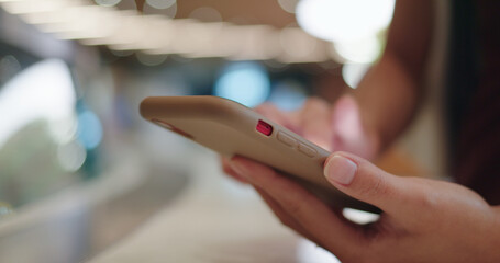 Woman use of mobile phone at outdoor