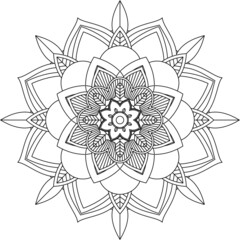Easy Mandala coloring book simple and basic for beginners, seniors and children. Set of Mehndi flower pattern for Henna drawing and tattoo. Decoration in ethnic oriental, Indian style.