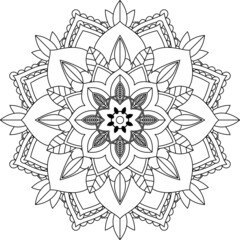 Easy Mandala coloring book simple and basic for beginners, seniors and children. Set of Mehndi flower pattern for Henna drawing and tattoo. Decoration in ethnic oriental, Indian style.