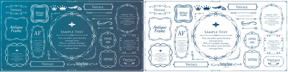 クリスマスのフレームセット、リースのデザイン、オーナメントや装飾デザイン