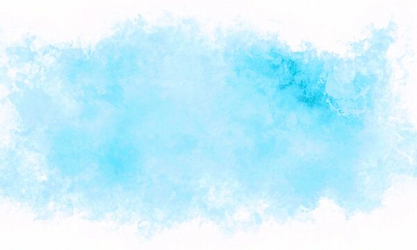 simple nice cute blue light background, pure paint watercolor effect with spots and white borders. A versatile background as a basis for creating banners, brochures, postcards, etc.... © Medvedeva