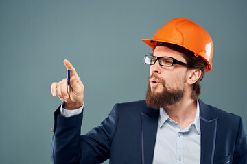 man in suit orange helmet professional safety industry lifestyle