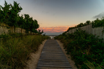 Sunset over a beach path