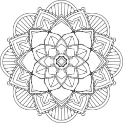 Easy Mandala coloring book simple and basic for beginners, seniors and children. Set of Mehndi flower pattern for Henna drawing and tattoo. Decoration in ethnic oriental, Indian style.