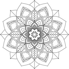 Easy Mandala coloring book simple and basic for beginners, seniors and children. Set of Mehndi flower pattern for Henna drawing and tattoo. Decoration in ethnic oriental, Indian style.