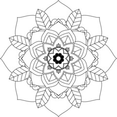 Easy Mandala coloring book simple and basic for beginners, seniors and children. Set of Mehndi flower pattern for Henna drawing and tattoo. Decoration in ethnic oriental, Indian style.