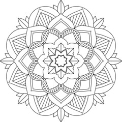 Easy Mandala coloring book simple and basic for beginners, seniors and children. Set of Mehndi flower pattern for Henna drawing and tattoo. Decoration in ethnic oriental, Indian style.