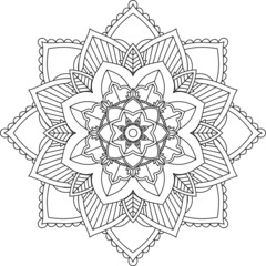 Easy Mandala coloring book simple and basic for beginners, seniors and children. Set of Mehndi flower pattern for Henna drawing and tattoo. Decoration in ethnic oriental, Indian style.