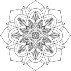Easy Mandala coloring book simple and basic for beginners, seniors and children. Set of Mehndi flower pattern for Henna drawing and tattoo. Decoration in ethnic oriental, Indian style.