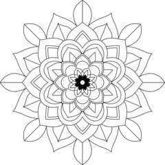 Easy Mandala coloring book simple and basic for beginners, seniors and children. Set of Mehndi flower pattern for Henna drawing and tattoo. Decoration in ethnic oriental, Indian style.