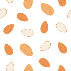 Sweet Almond Nut. Vector seamless pattern