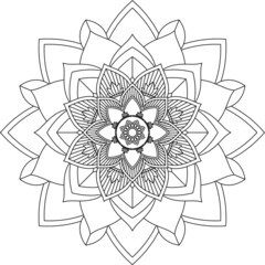 Easy Mandala coloring book simple and basic for beginners, seniors and children. Set of Mehndi flower pattern for Henna drawing and tattoo. Decoration in ethnic oriental, Indian style.