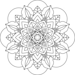 Easy Mandala coloring book simple and basic for beginners, seniors and children. Set of Mehndi flower pattern for Henna drawing and tattoo. Decoration in ethnic oriental, Indian style.