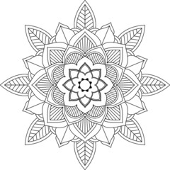 Easy Mandala coloring book simple and basic for beginners, seniors and children. Set of Mehndi flower pattern for Henna drawing and tattoo. Decoration in ethnic oriental, Indian style.