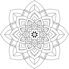 Easy Mandala coloring book simple and basic for beginners, seniors and children. Set of Mehndi flower pattern for Henna drawing and tattoo. Decoration in ethnic oriental, Indian style.