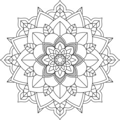 Easy Mandala coloring book simple and basic for beginners, seniors and children. Set of Mehndi flower pattern for Henna drawing and tattoo. Decoration in ethnic oriental, Indian style.